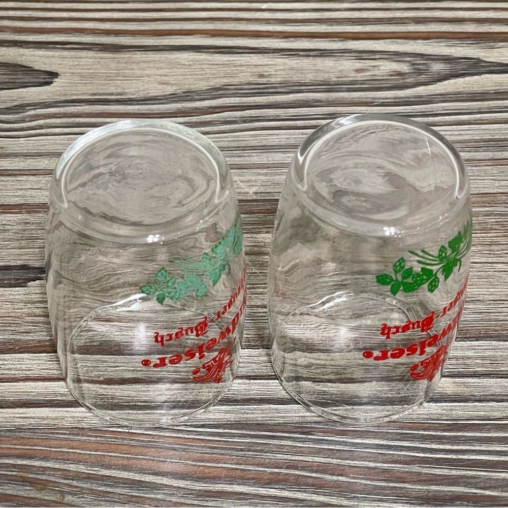 Vintage 60s Budweiser Anheuser Busch Tester Sampler Glasses Barrel Shaped 2 Set - Picture 6 of 9